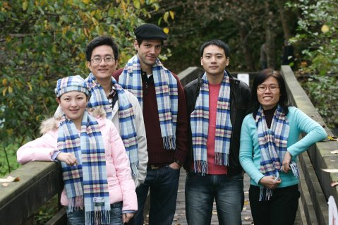 International students celebrate the launch of the new tartan (Phil Hannah)